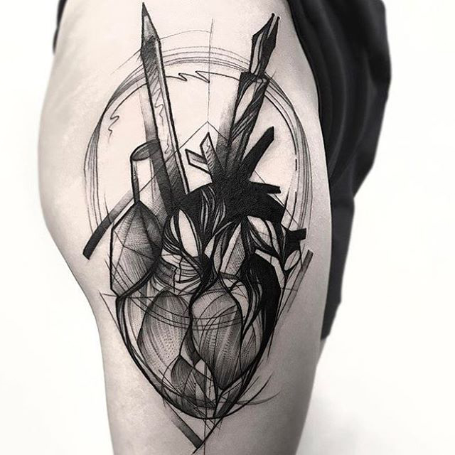 Abstract black heart tattoo