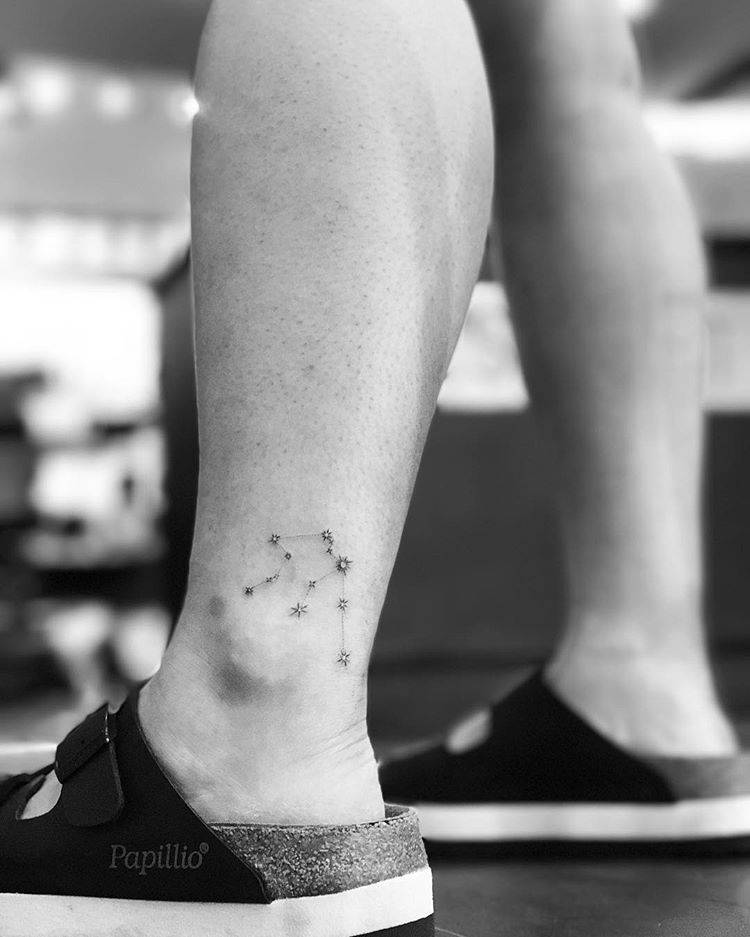 Aquarius Constellation Tattoo On The Ankle