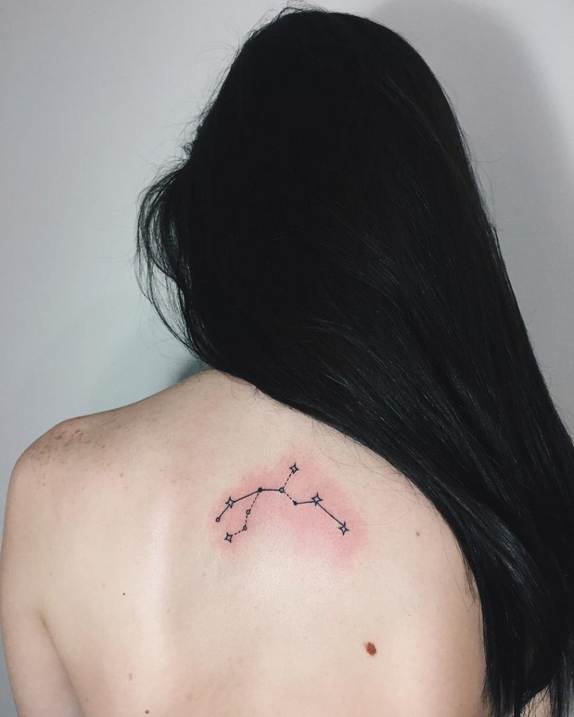 Aquarius Constellation Tattoo On The Back