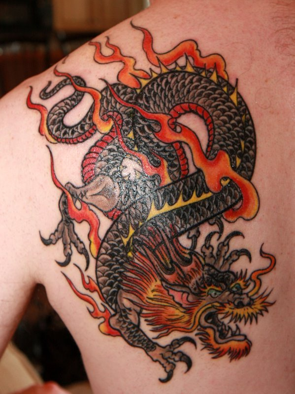 Blue Dragon Shoulder Tattoo Idea
