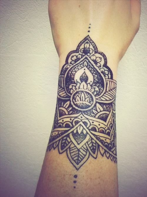 Beautiful Black Mandala Wrist Tattoo