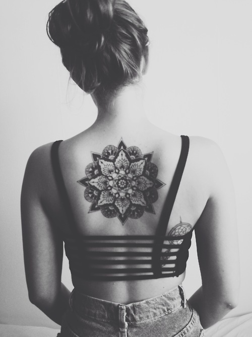 Big Black Mandala Tattoo On Back