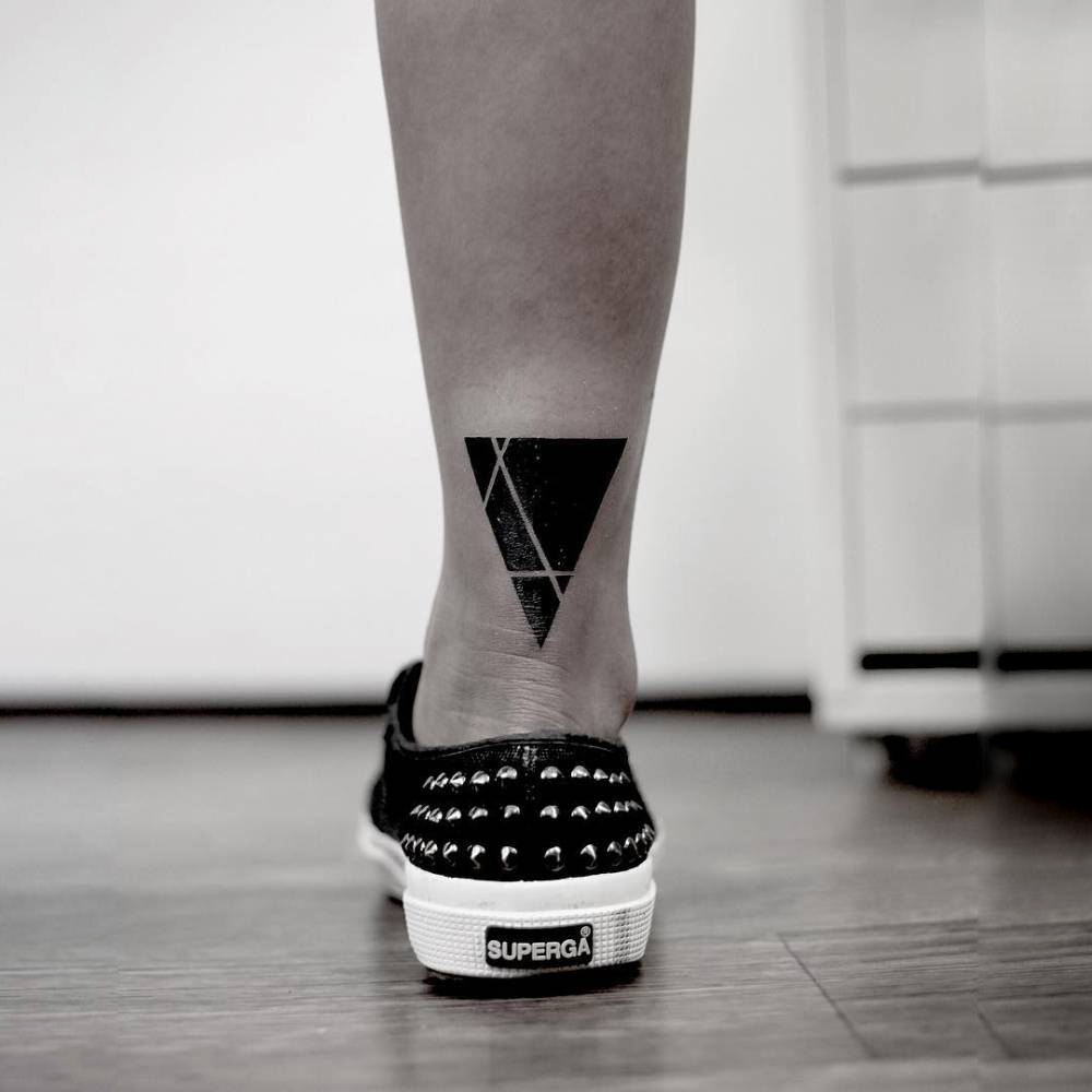 Black Triangle Tattoo With White Lines