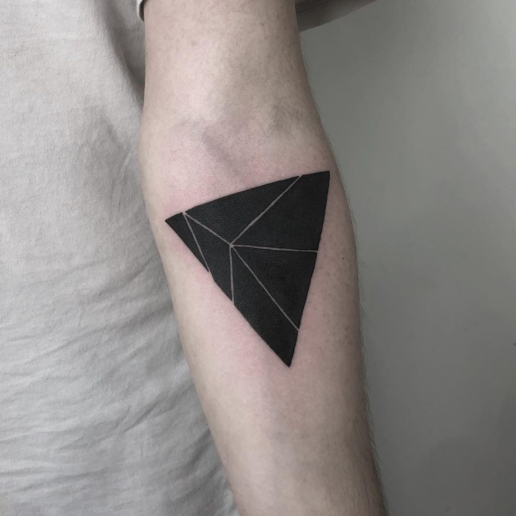 Black Triangle With White Lines Tattoo