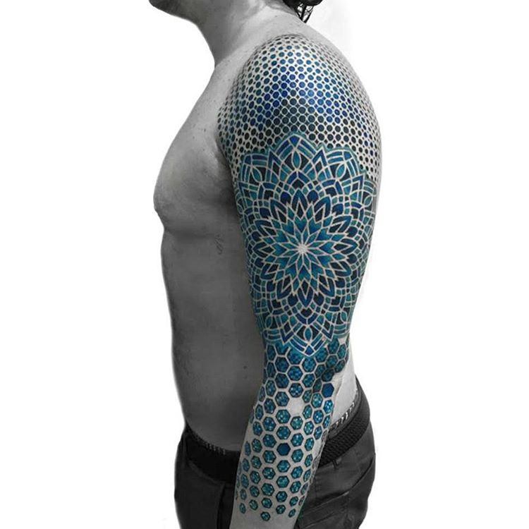 Blue Mandala & Geometric Sleeve