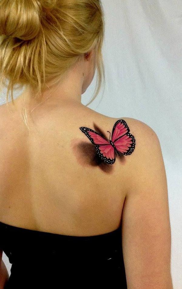 Butterfly 3D tattoos on girl