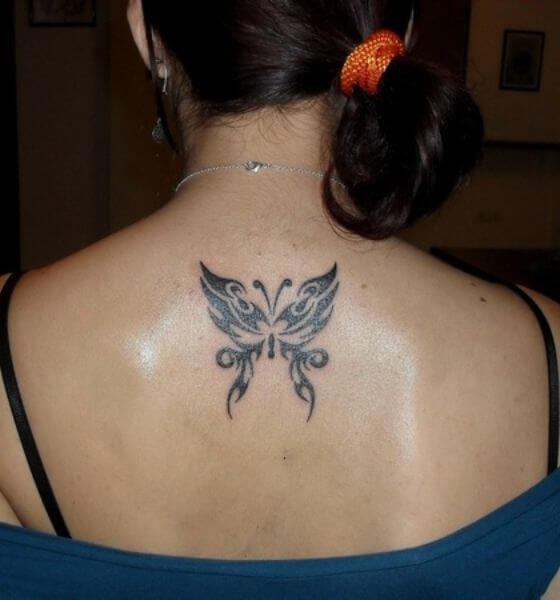 Butterfly Tribal Tattoo on Back