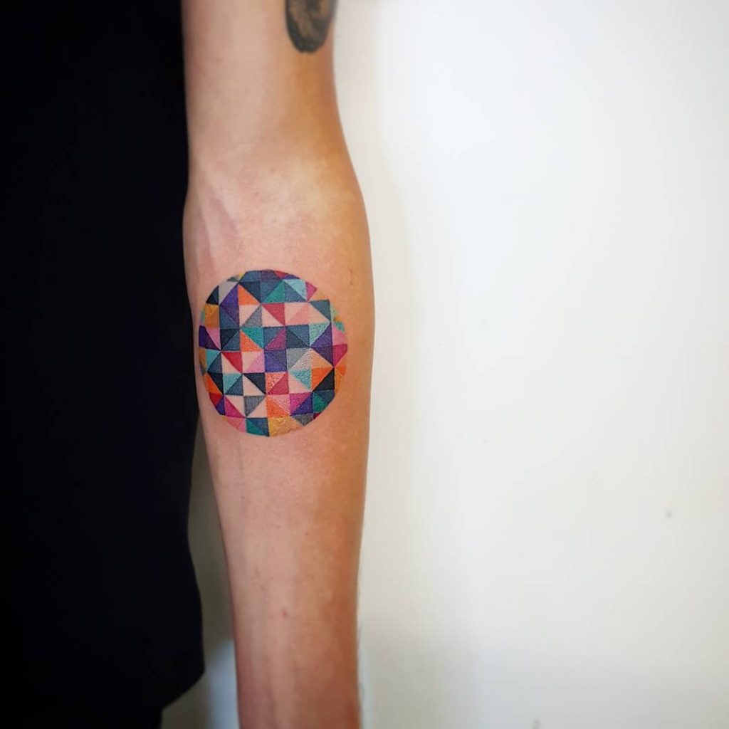 Circular And Colorful Geometric Tattoo