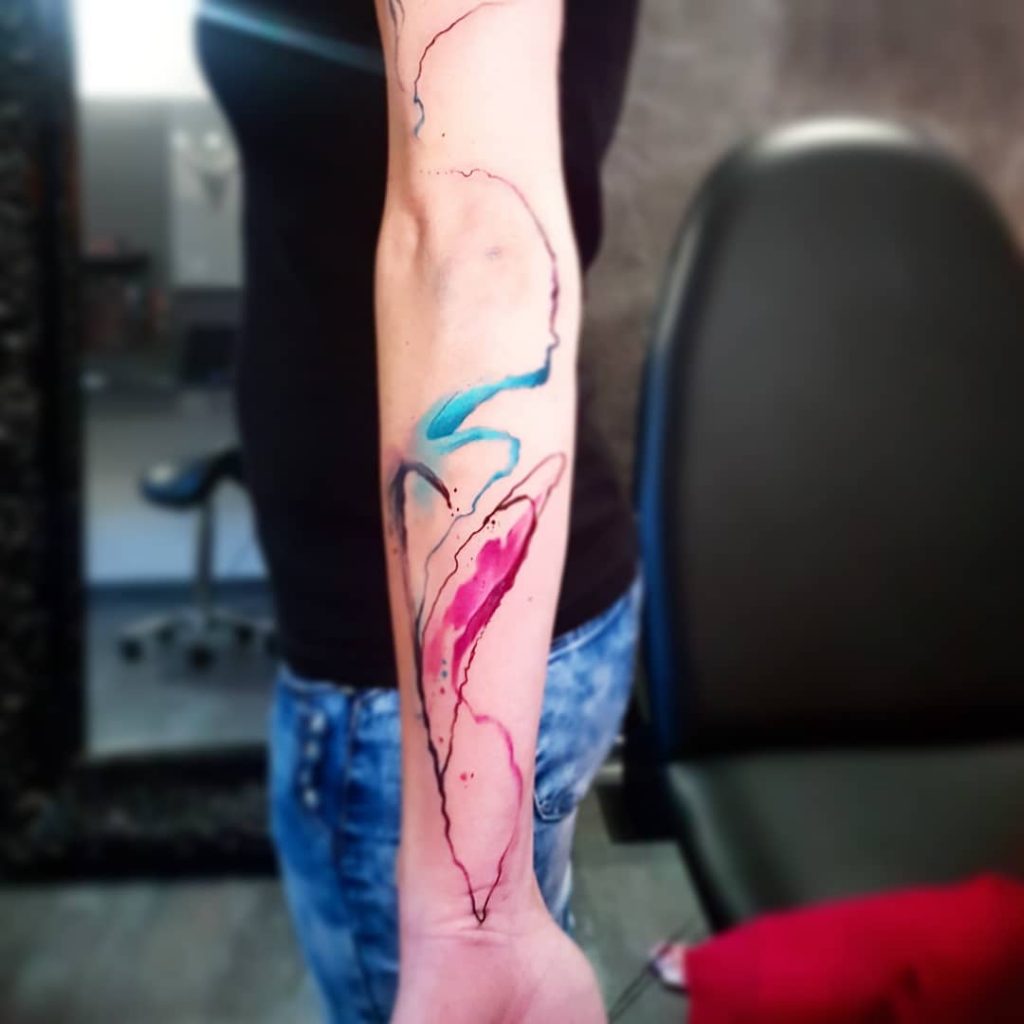 Colorful Abstract arm tattoo