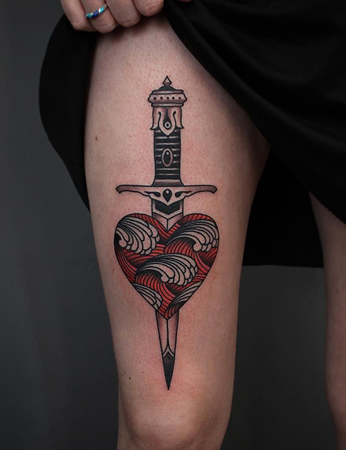 Dagger heart tattoos