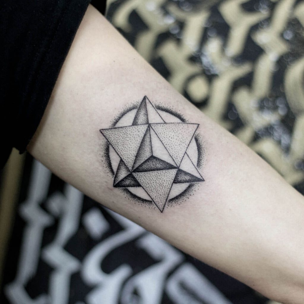 Dotwork Style Triangle Tattoo