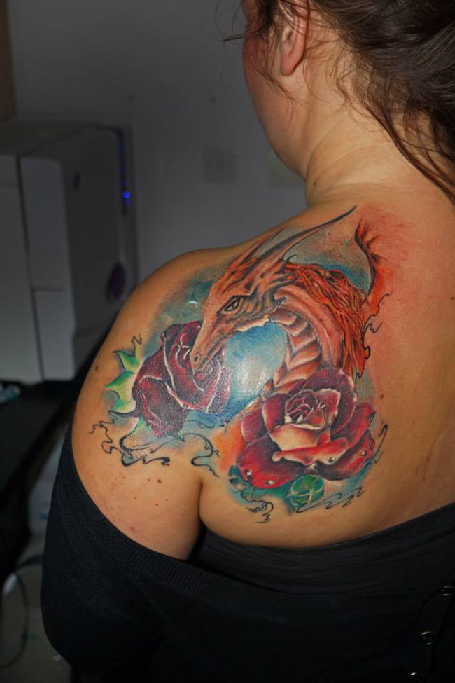 Dragon and Roses Tattoo