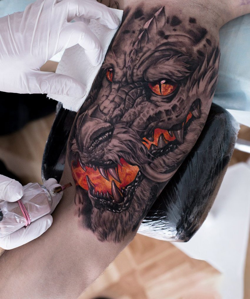 Dragon bicep tattoo