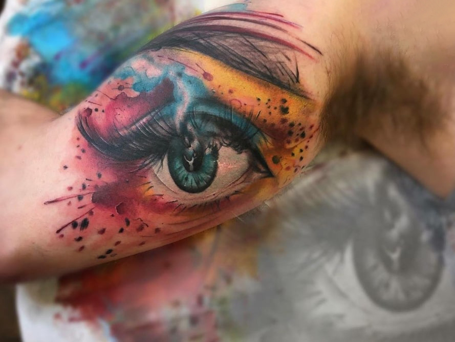 Eye watercolor abstract girl tattoo