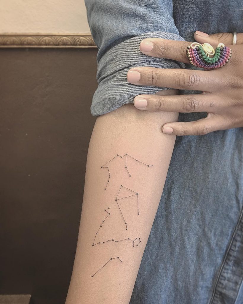 Four Constellations Tattoo On The Right Inner Forearm