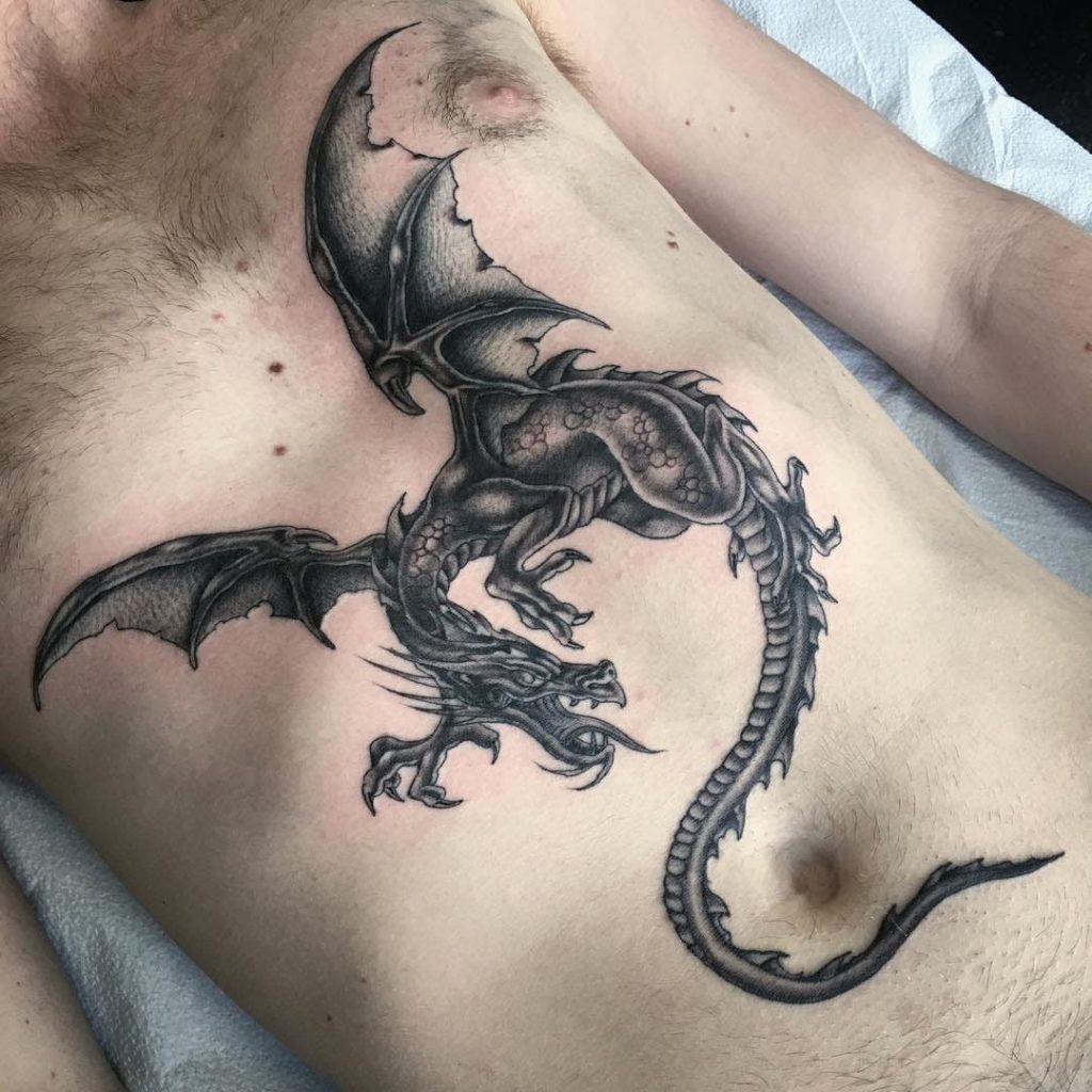 Front men abstract dragon tattoo