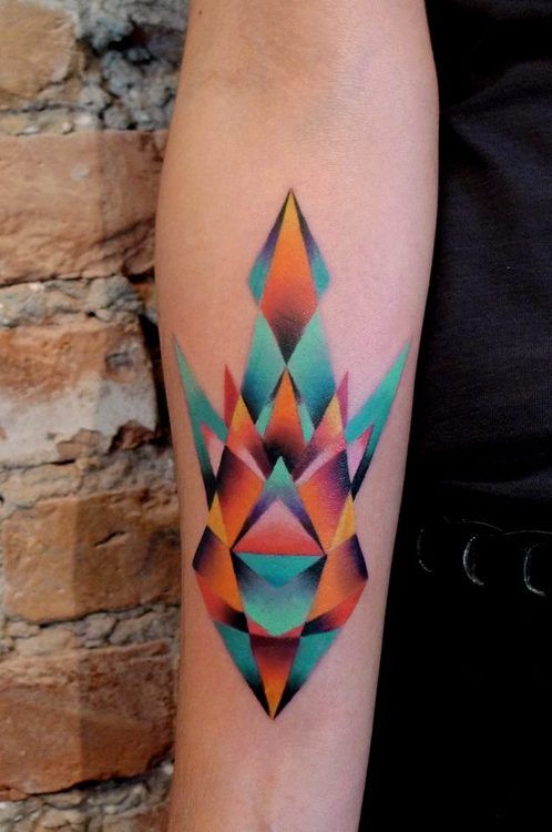 Geometric Abstract colorful tattoo