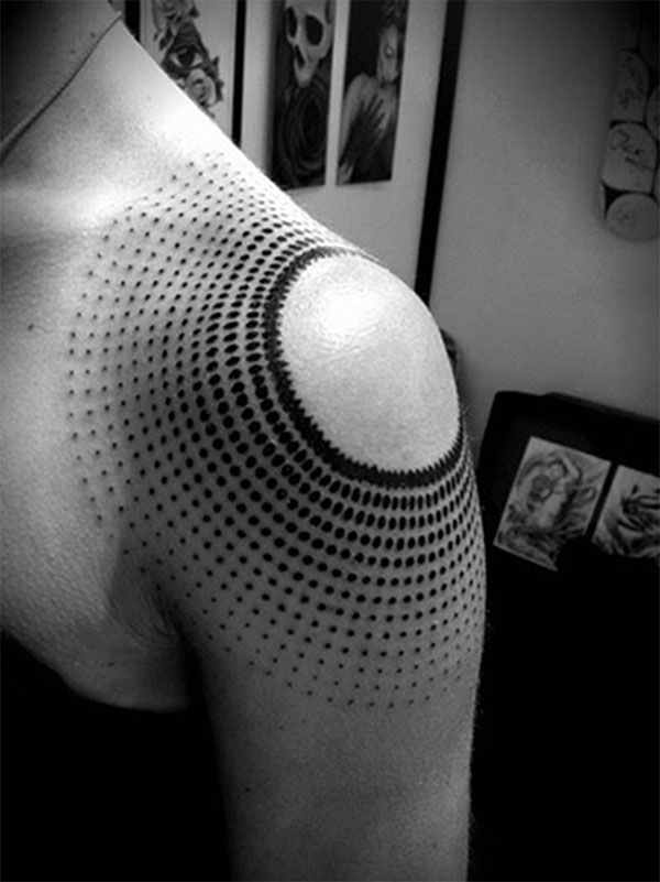 Geometric Circles Shoulder Tattoo