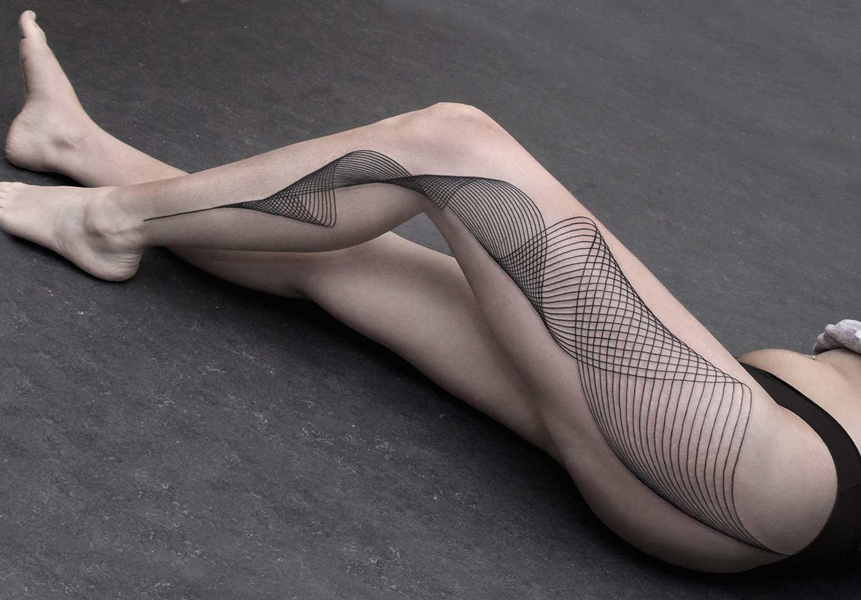 Geometric Lines Leg Tattoo Geometric Lines Leg Tattoo