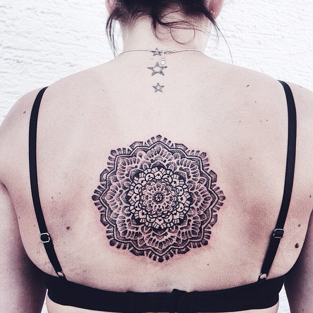 Gorgeous Dotwork Mandala Tattoo On The Back