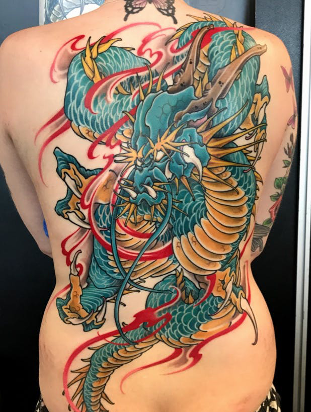 Japanese Dragon Back Piece tattoo