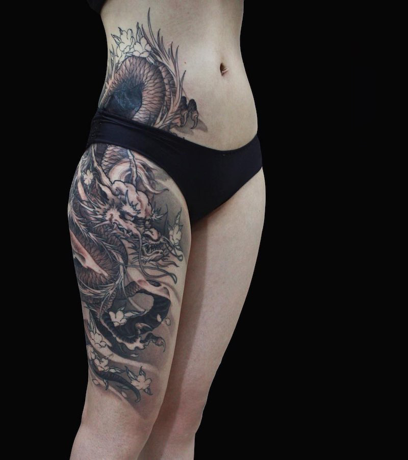 Leg Dragon Tattoo