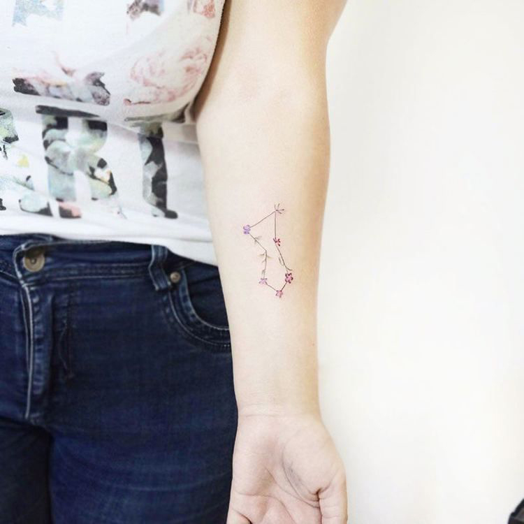 Libra Constellation Tattoo With Flowers