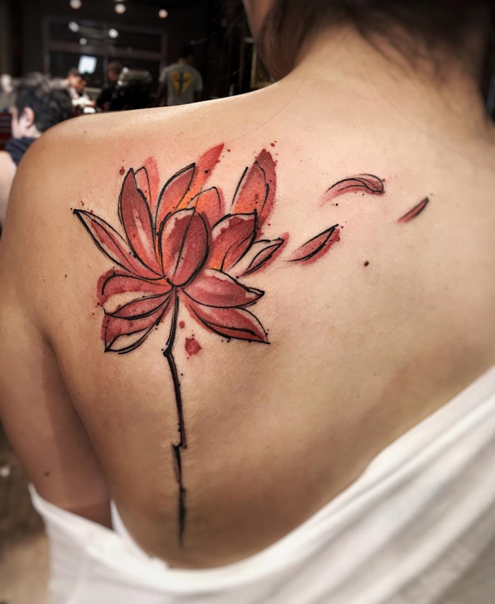 Lotus Flower Peace shoulder blade tattoo