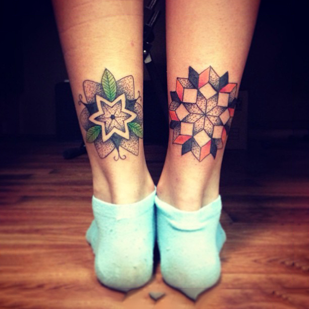 Mandala Leg Tattoos By Martynas Snioka