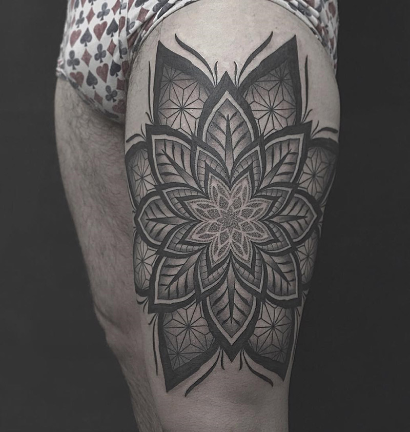 Mandala Thigh Tattoo