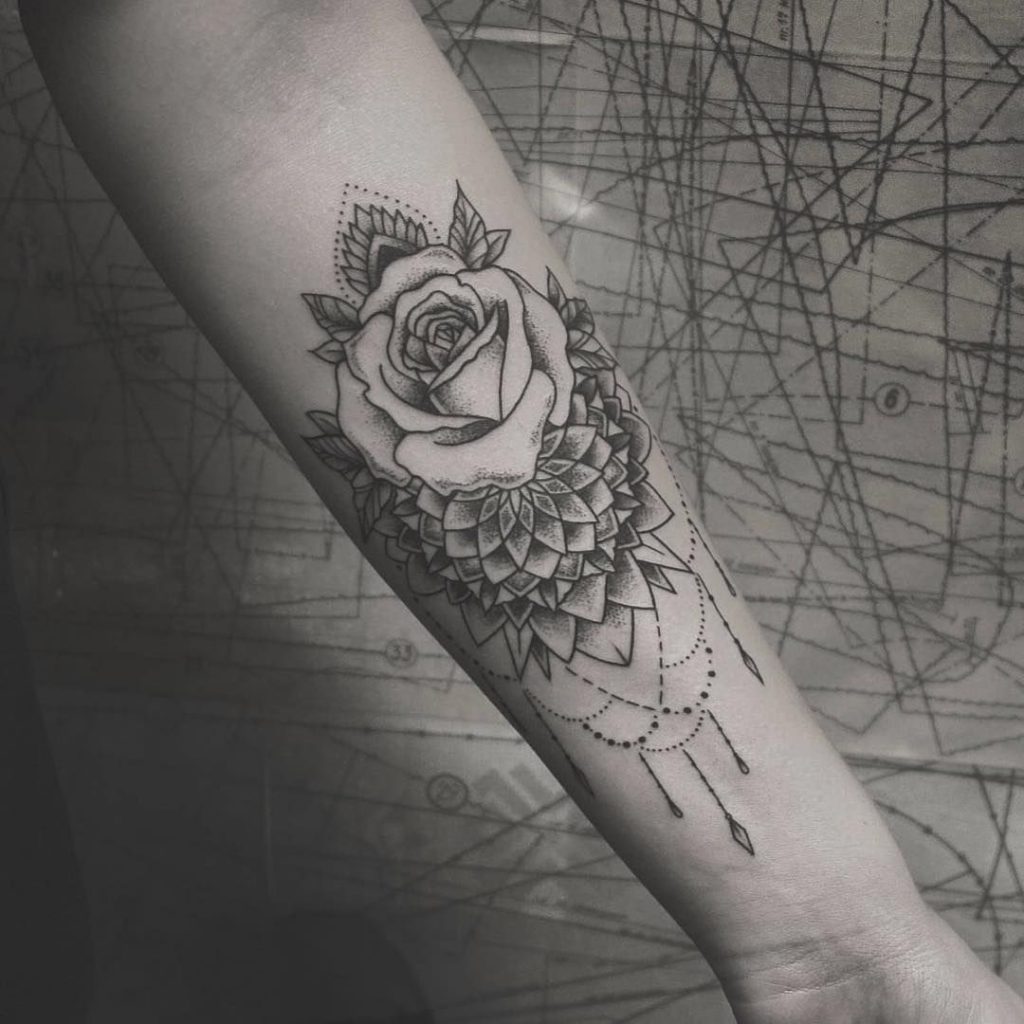 Mandala rose tattoo