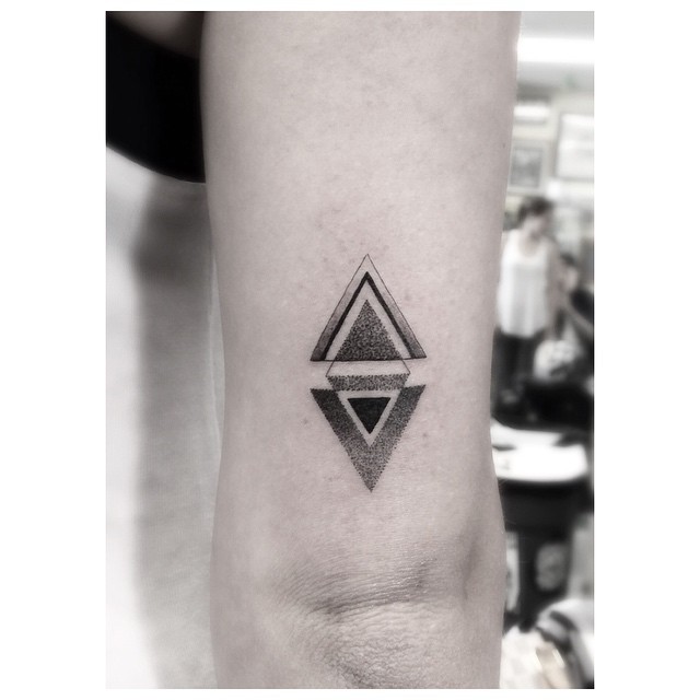 Minimalist Black And Grey Triangles Tattoo