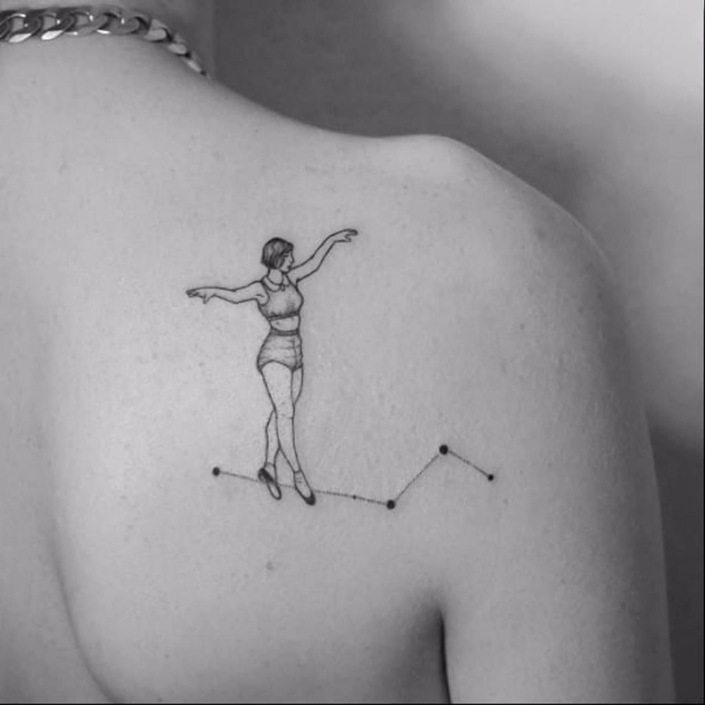 Minimalist Constellation blackwork back tattoo