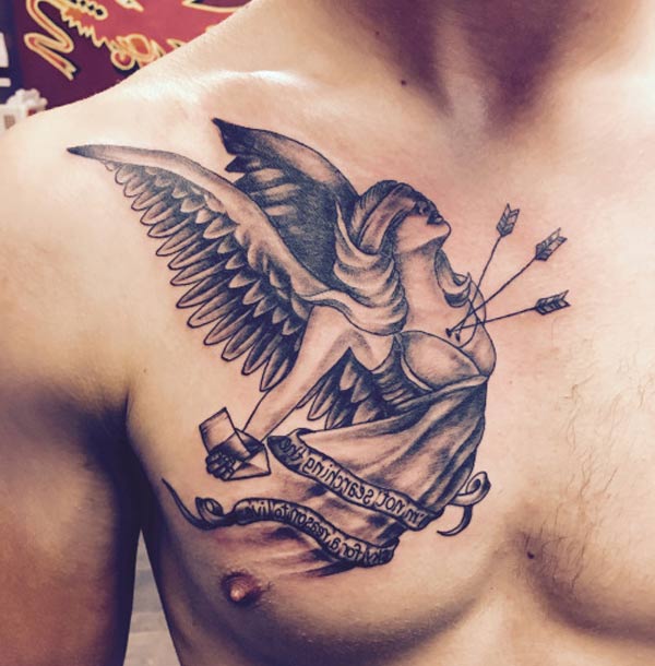 Msg Angel chest tattoo