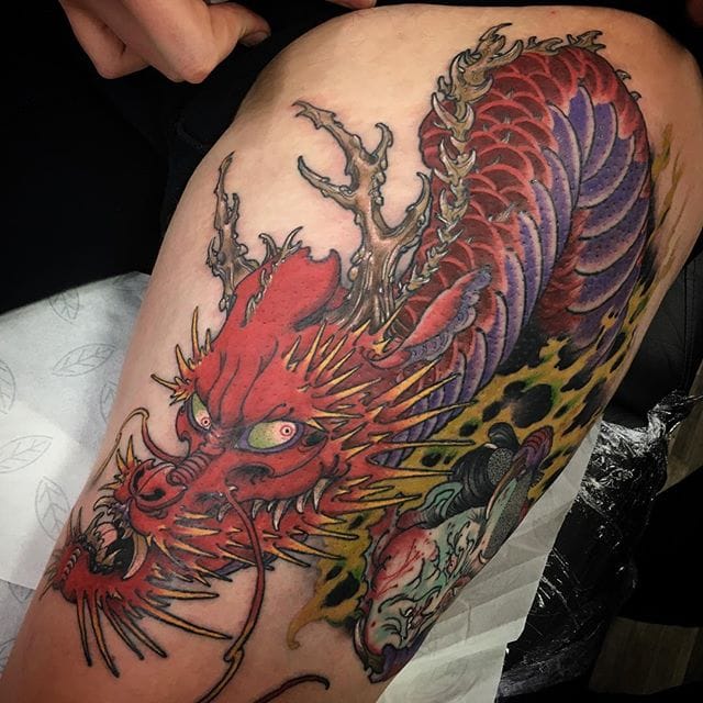 Neo Traditional Dragon Tattoo
