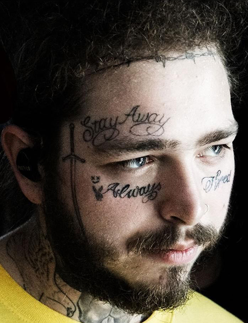 Post Malone face tattoo