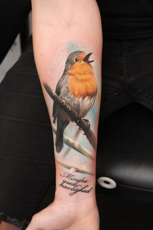 Robin leg bird tattoo
