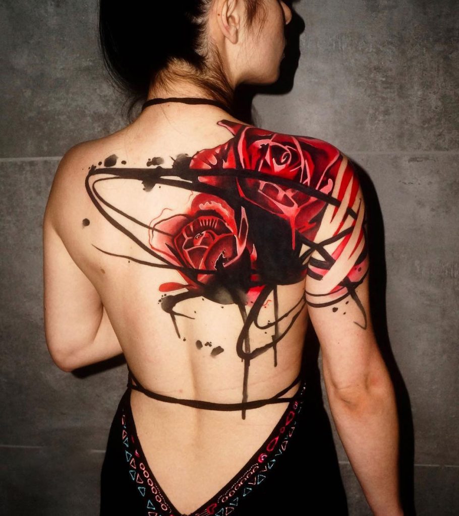 Roses abstract shoulder tattoo