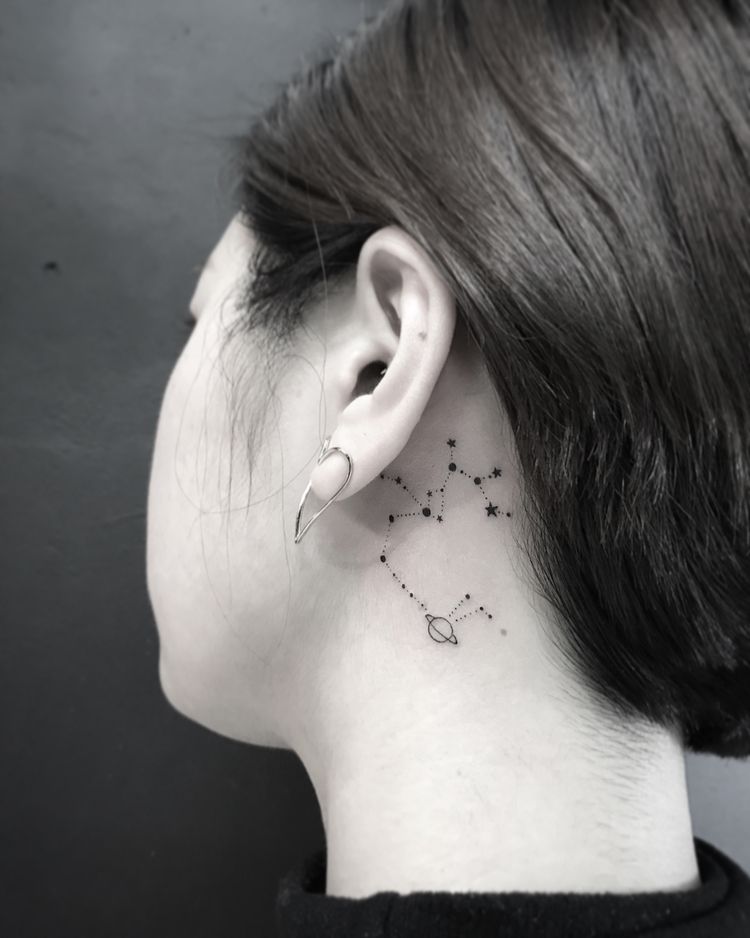 Sagittarius Constellation And Saturn Tattoo