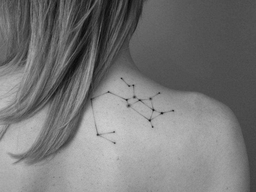 Sagittarius Constellation Tattoo On The Back