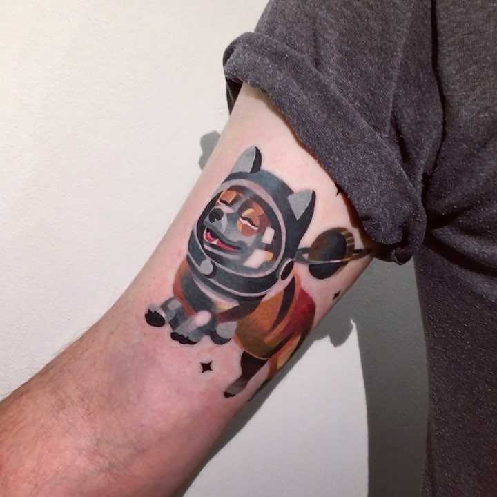 Space Corgi animal tattoo