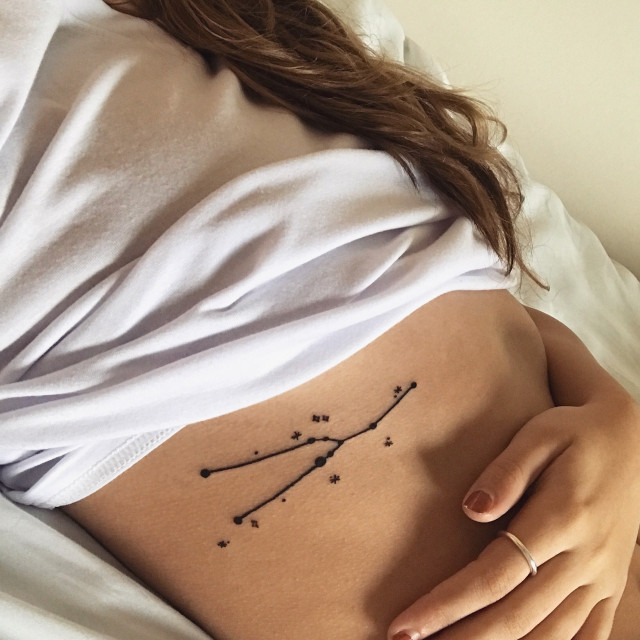 Taurus Constellation Tattoo On The Right Rib Cage