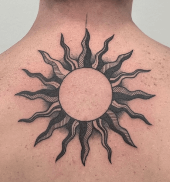 Tribal Sun Tattoo on Back