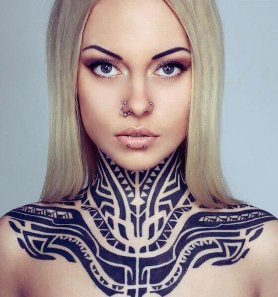 Tribal Tattoo on Neck