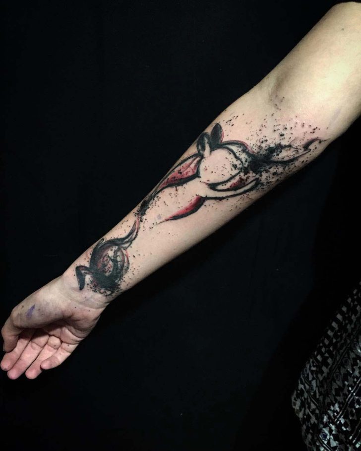 Watercolor Inner Forearm men Tattoo Abstraction