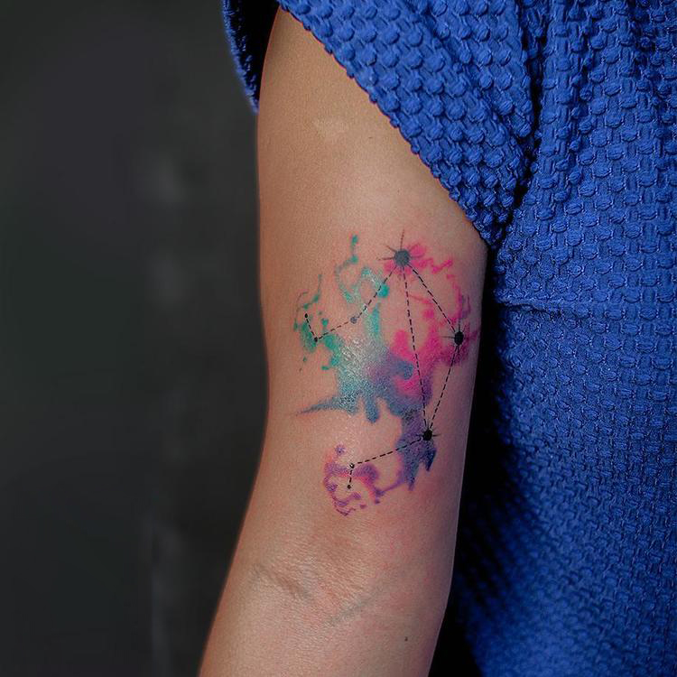 Watercolor libra constellation tattoo