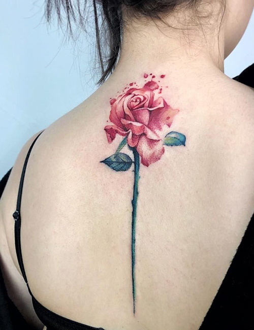 Watercolor rose tattoo 1