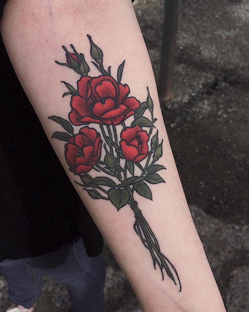 Wild roses forearm tattoo