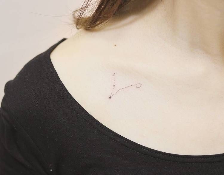 Woman Pisces Constellation Tattoo On The Collarbone