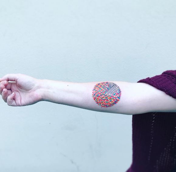 colorful Abstract circle tattoo